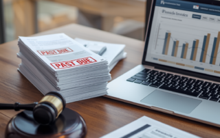 Recover unpaid business debts in Nevada - Professional illustration showing invoices, legal documents, and money collection concept for Las Vegas businesses