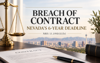 Breach of contract Nevada law graphic highlighting the six-year deadline under NRS 11.190(1)(b).